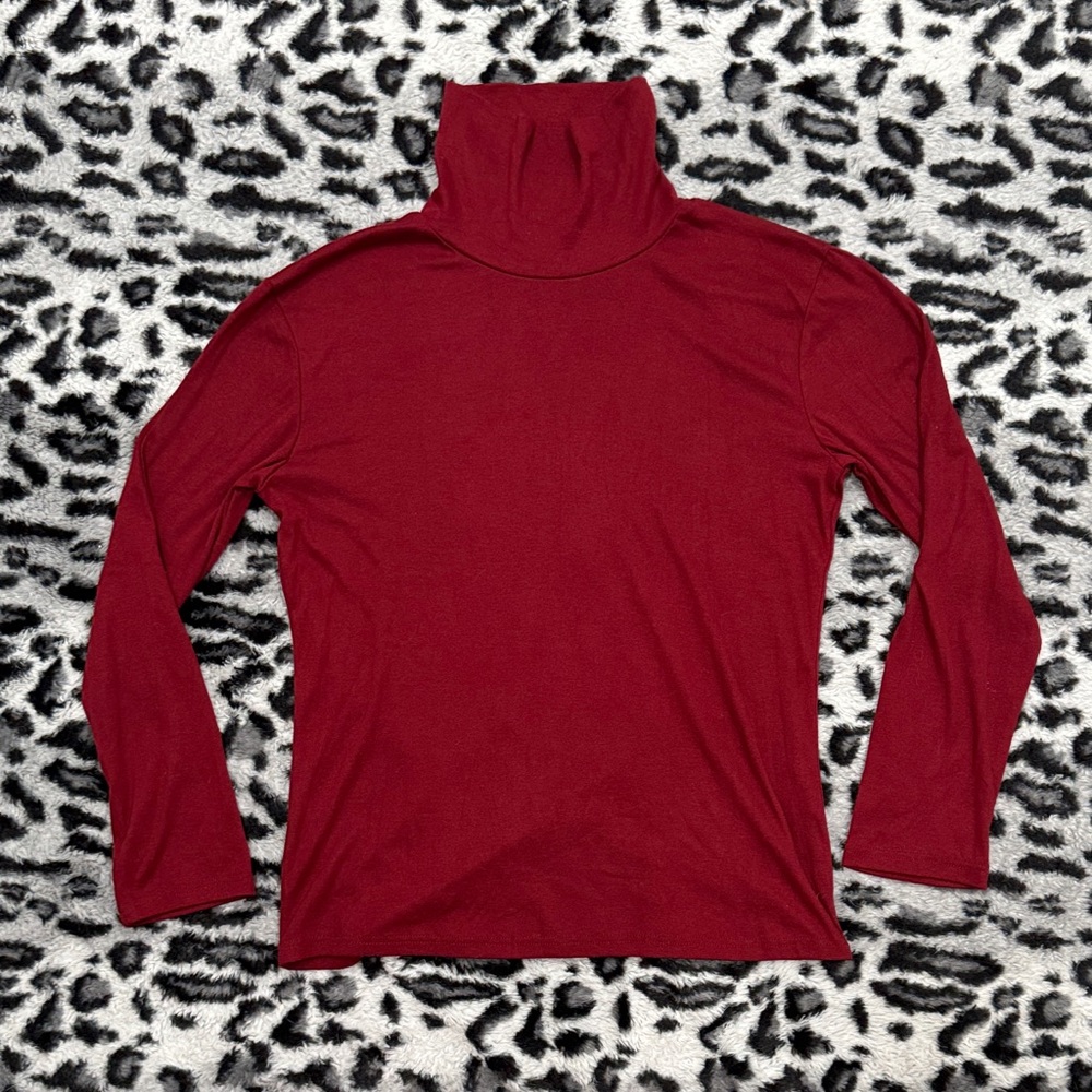 Red Turtleneck Long Sleeve Top